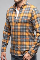 Giannetto Portofino Sunbeam Cotton Check Shirt In Orange Blue Mens - Shirts - Dress