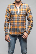 Giannetto Portofino Sunbeam Cotton Check Shirt In Orange Blue Mens - Shirts - Dress