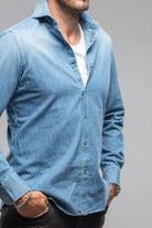 Giannetto Portofino Sunset Denim Washed Shirt in Bleached Blue | Mens - Shirts - Dress