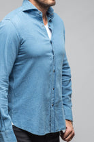Giannetto Portofino Sunset Denim Washed Shirt In Blue Mens - Shirts - Dress