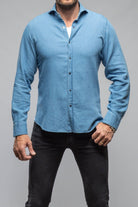 Giannetto Portofino Sunset Denim Washed Shirt In Blue Mens - Shirts - Dress