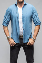 Giannetto Portofino Sunset Denim Washed Shirt In Blue Mens - Shirts - Dress