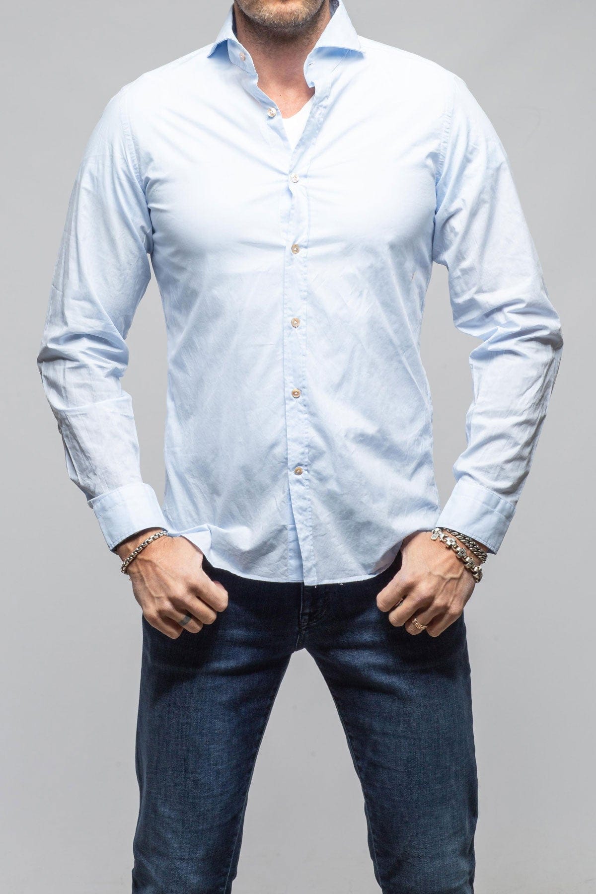 Giannetto Portofino Suntroy Cotton Shirt In Light Blue Mens - Shirts - Dress