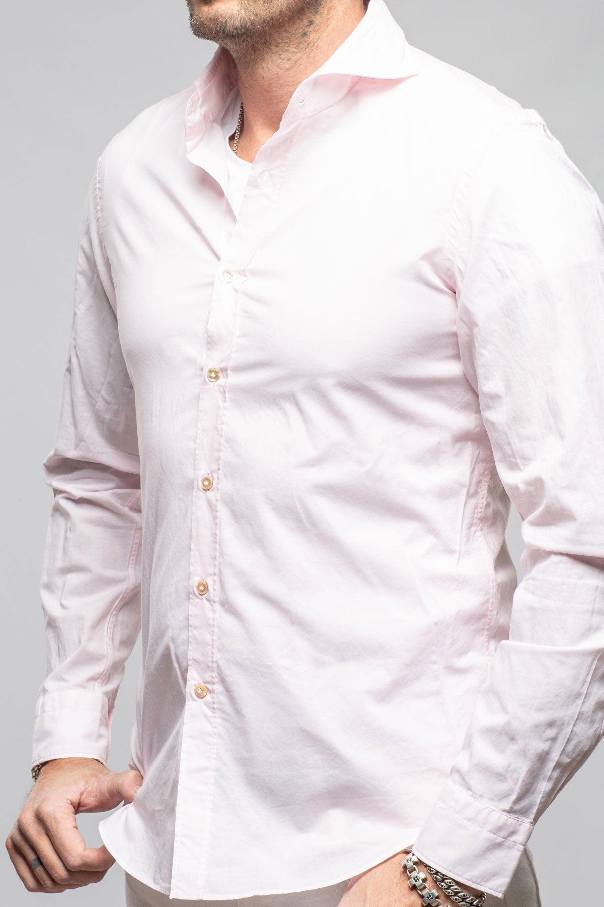 Giannetto Portofino Suntroy Cotton Shirt In Light Pink Mens - Shirts - Dress