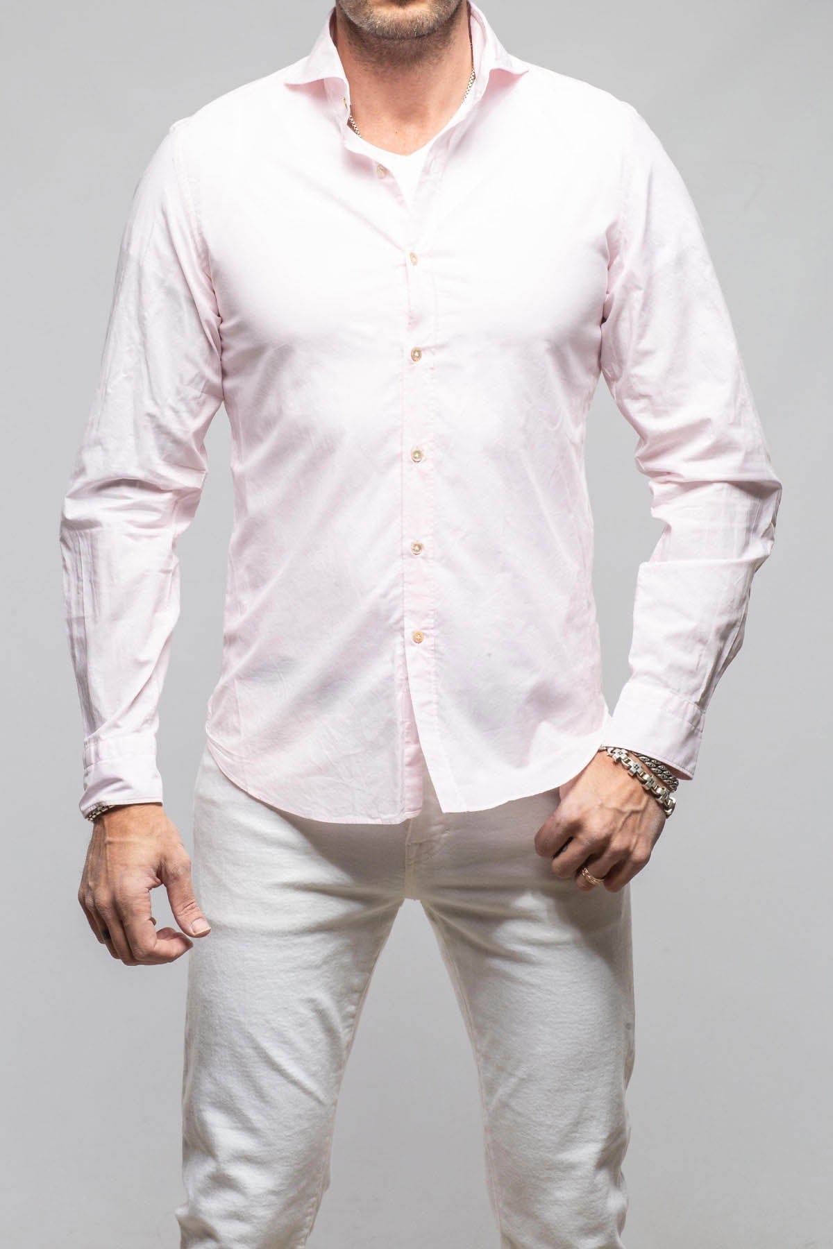 Giannetto Portofino Suntroy Cotton Shirt In Light Pink Mens - Shirts - Dress