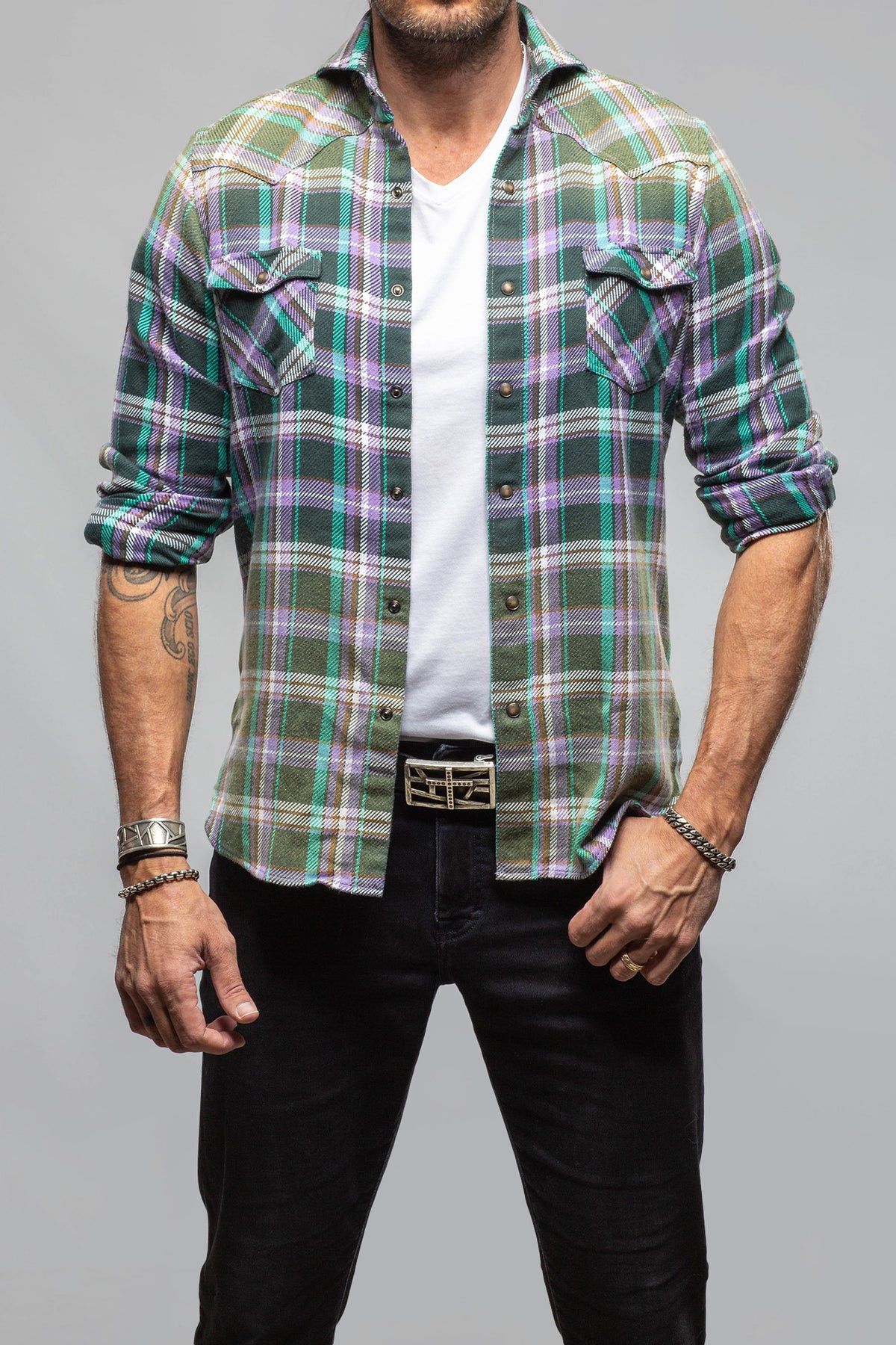 Thorens Western Snap Shirt In Purple - AXEL'S