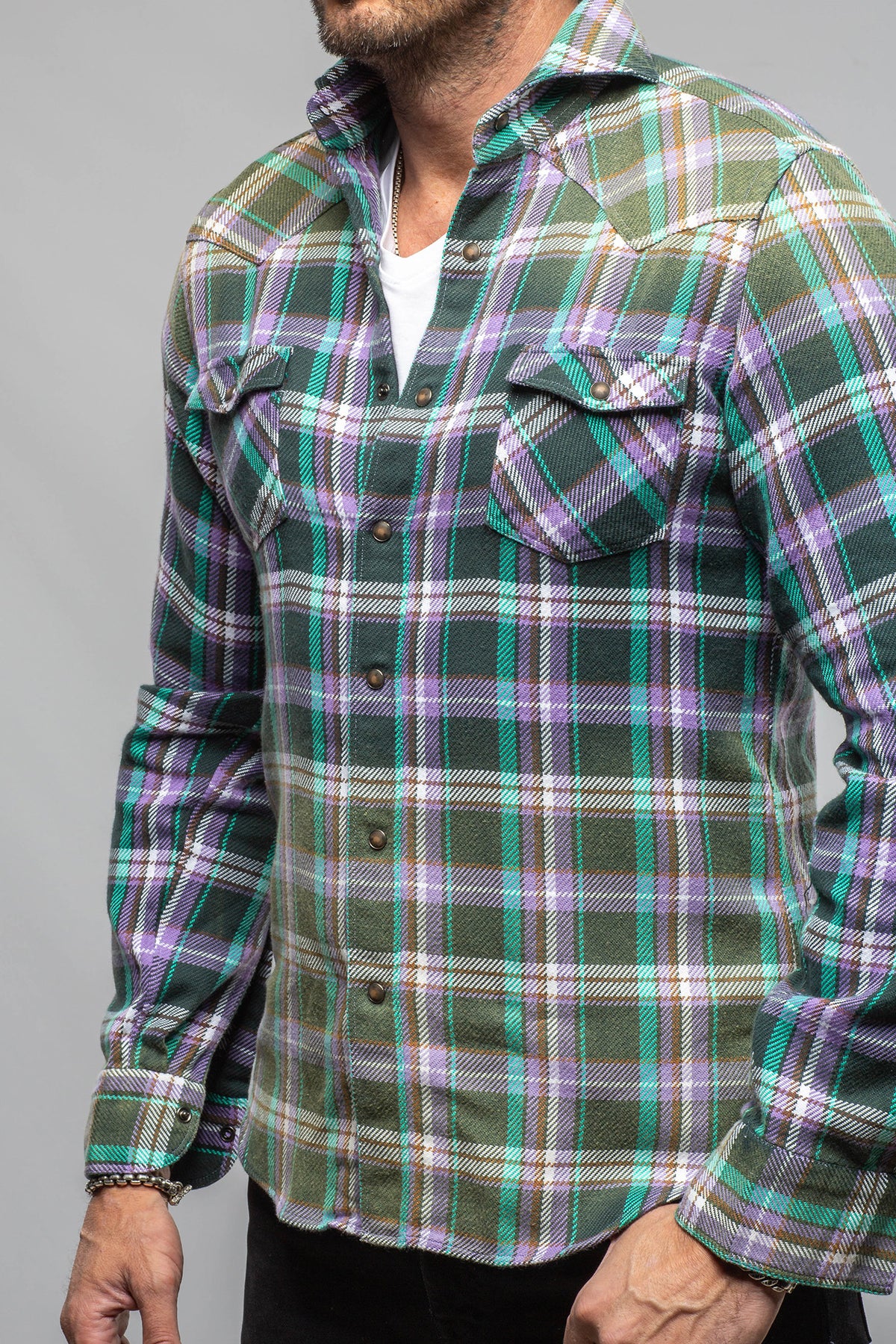 Thorens Western Snap Shirt In Purple - AXEL'S