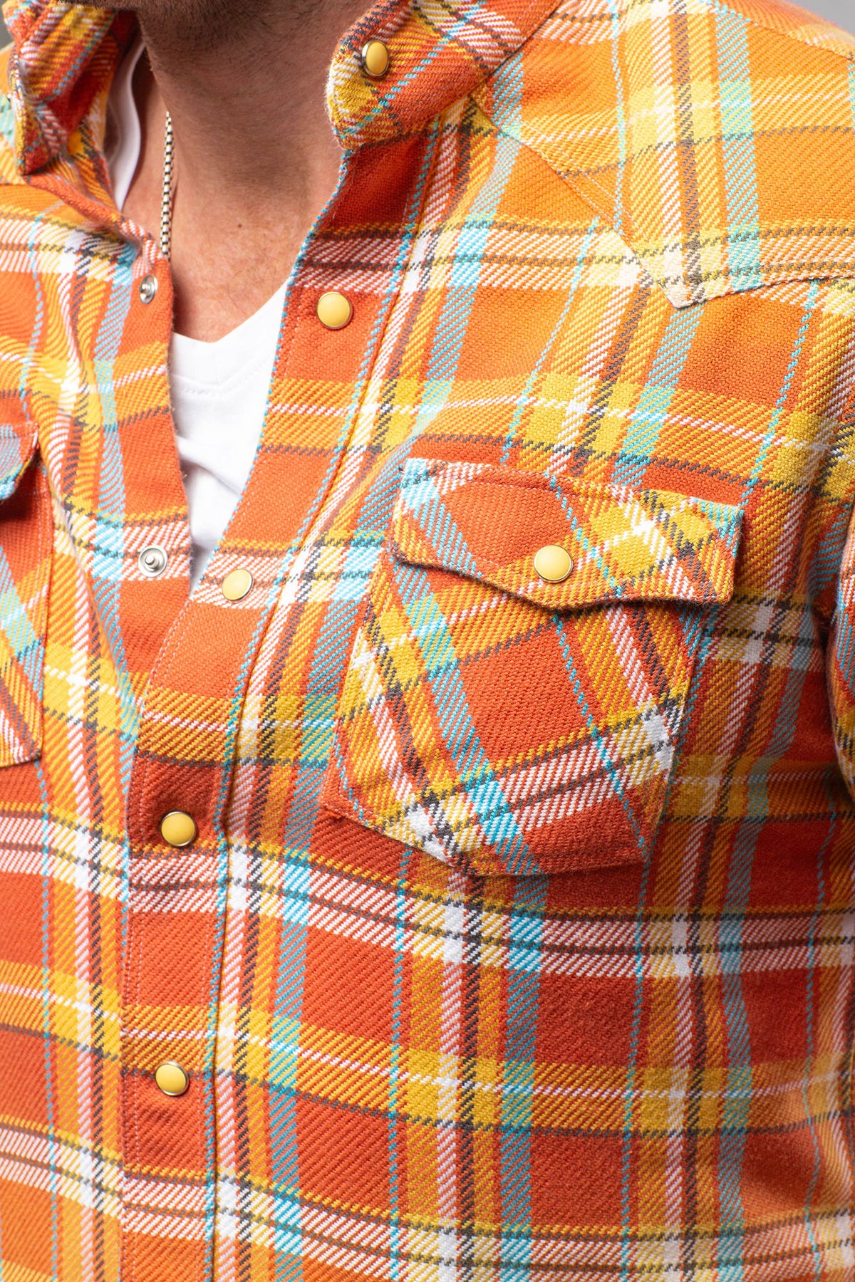 Giannetto Portofino Thorens Western Snap Shirt In Orange Mens - Shirts - Dress
