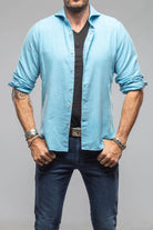 Giannetto Portofino Tranquil Washed Cotton Flannel In Blue | Mens - Shirts - Dress