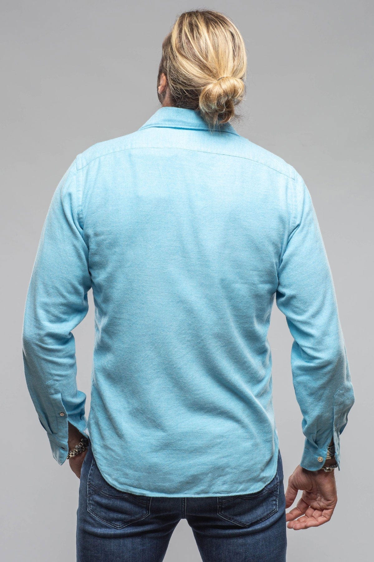 Giannetto Portofino Tranquil Washed Cotton Flannel In Blue | Mens - Shirts - Dress