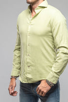 Giannetto Portofino Tranquil Washed Cotton Flannel In Green | Mens - Shirts - Dress