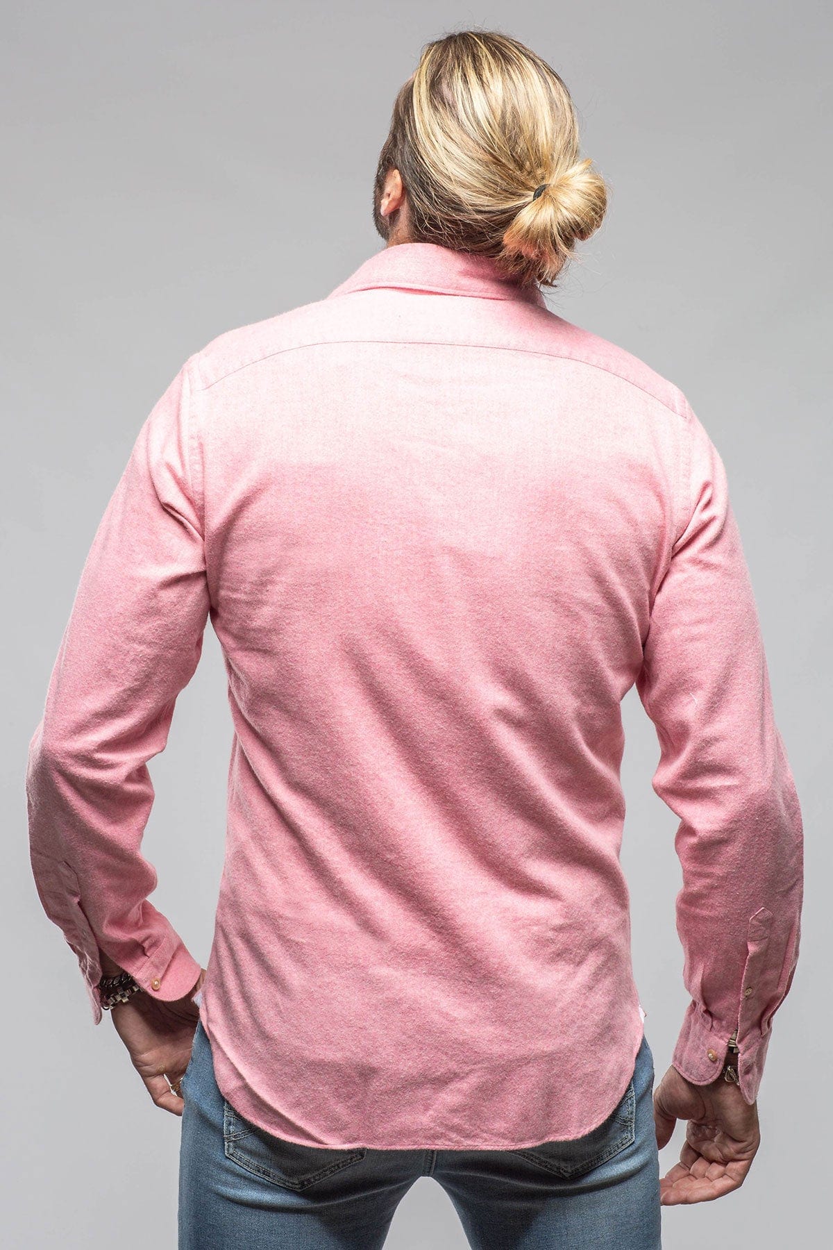 Giannetto Portofino Tranquil Washed Cotton Flannel In Pink Mens - Shirts - Dress