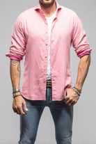 Giannetto Portofino Tranquil Washed Cotton Flannel In Pink Mens - Shirts - Dress