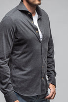 Giannetto Portofino Treasure Cotton Cashmere Jersey In Dark Grey Mens - Shirts - Dress
