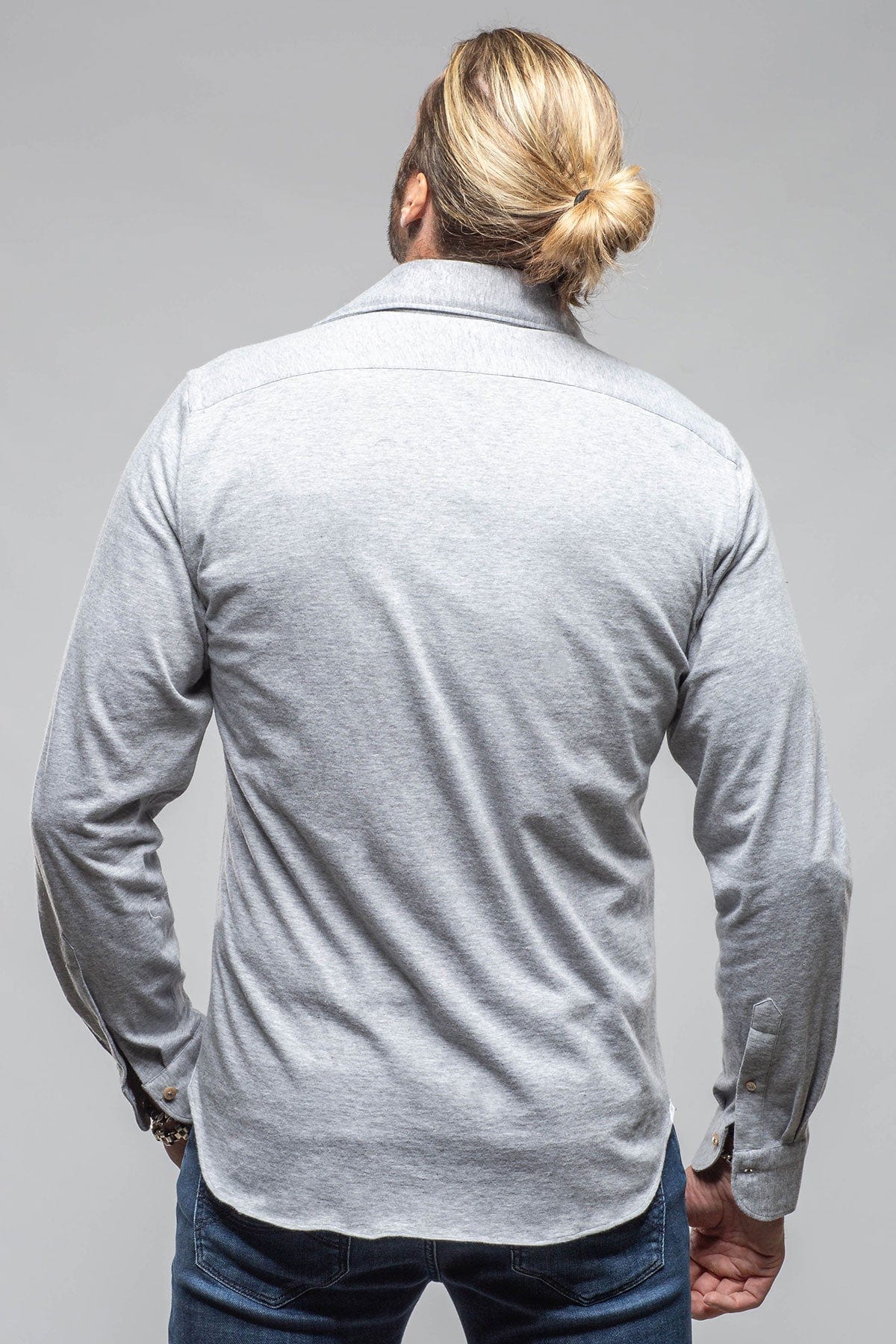 Giannetto Portofino Treasure Cotton Cashmere Jersey In Grey Mens - Shirts - Dress