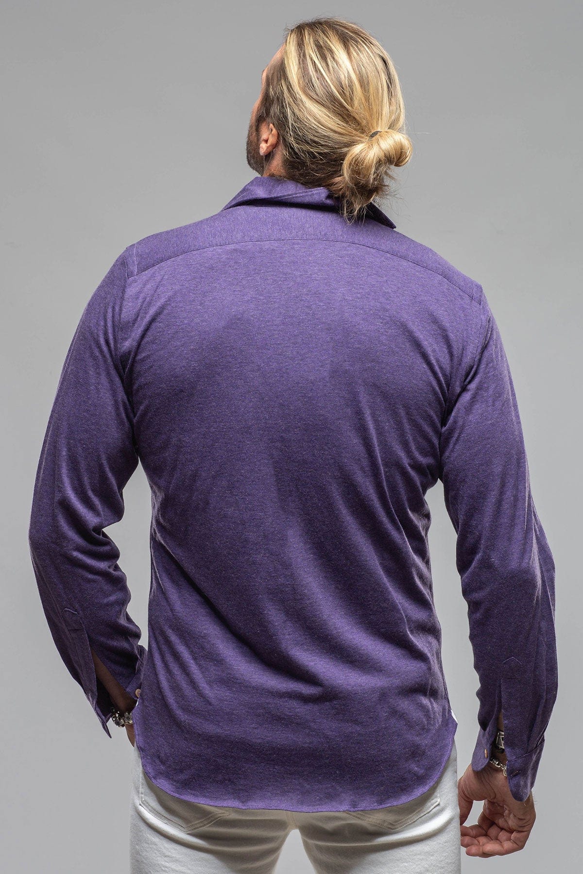 Giannetto Portofino Treasure Cotton Cashmere Jersey In Purple | Mens - Shirts - Dress