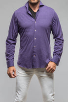 Giannetto Portofino Treasure Cotton Cashmere Jersey In Purple | Mens - Shirts - Dress