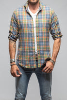 Giannetto Portofino Whisper Snap Shirt In Blue Green Orange | Mens - Shirts - Dress