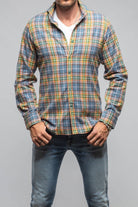 Giannetto Portofino Whisper Snap Shirt In Blue Green Orange | Mens - Shirts - Dress