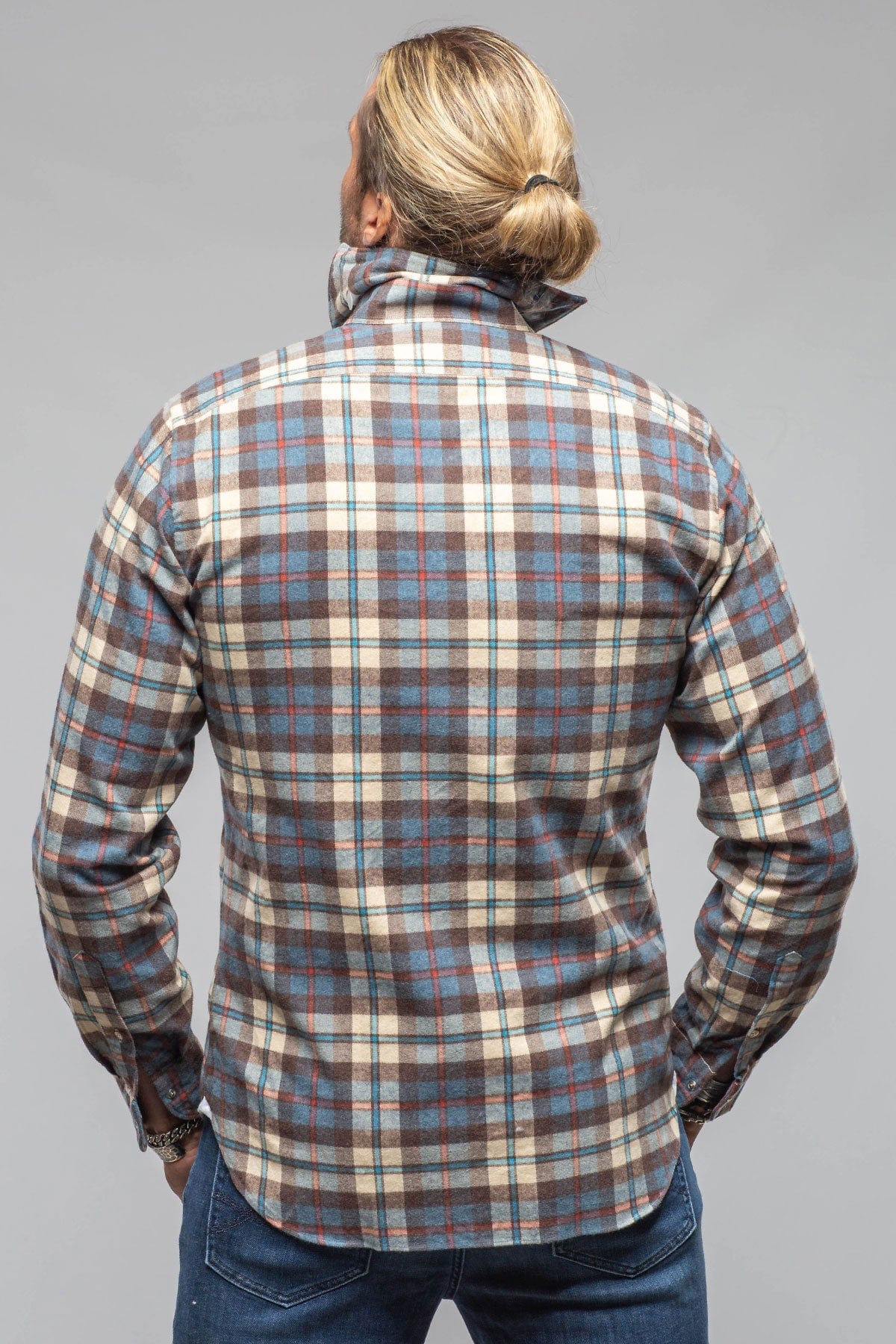 Giannetto Portofino Whisper Snap Shirt In Blue White Orange | Mens - Shirts - Dress