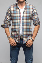 Giannetto Portofino Whisper Snap Shirt In Blue White Orange | Mens - Shirts - Dress