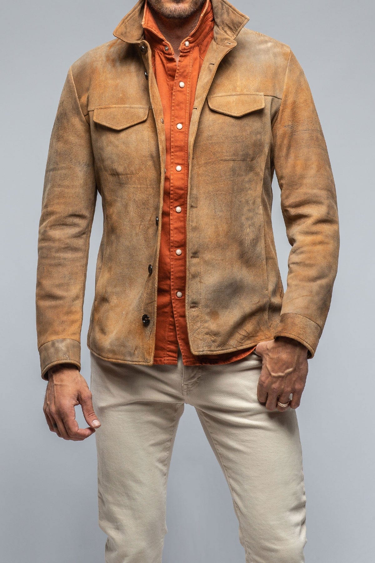 Aldrich Distressed Suede Jacket In Palomino