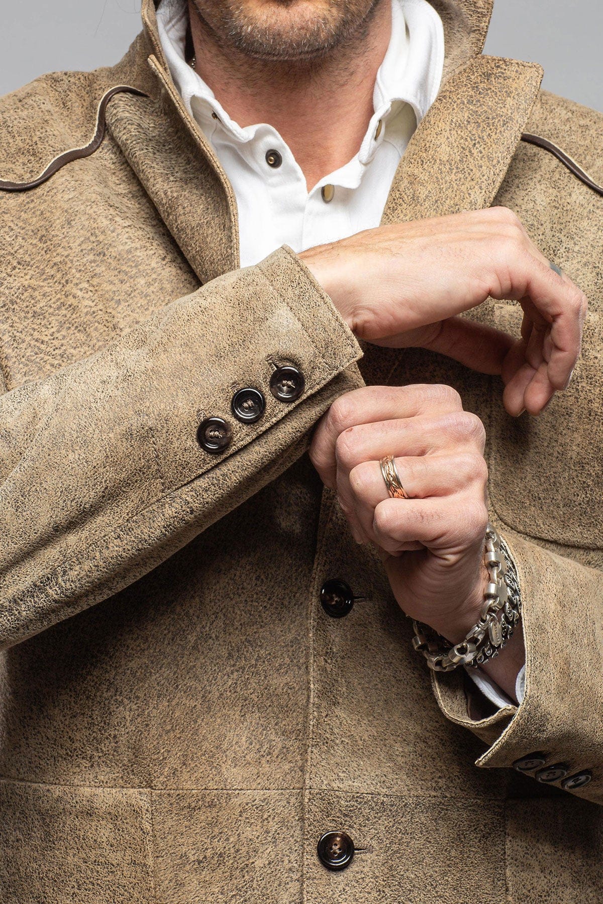 Gimo's Axel's Ranch Jacket In Distressed Tan Mens - Outerwear - Leather