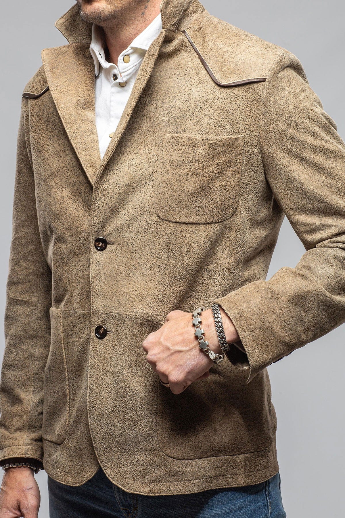 Gimo's Axel's Ranch Jacket In Distressed Tan Mens - Outerwear - Leather