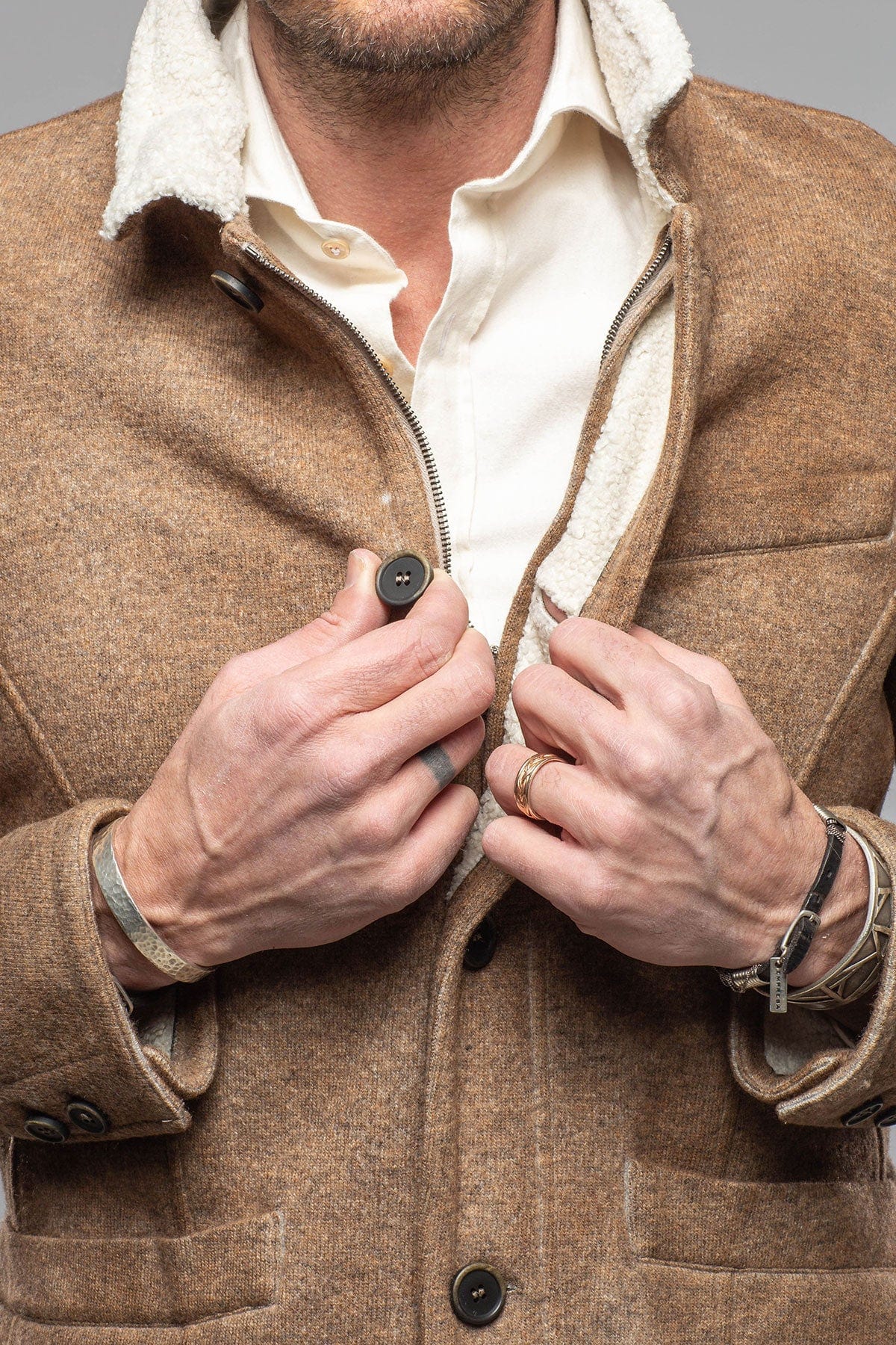 Gimo's Bale Sherpa Jacket In Tan | Warehouse - Mens - Outerwear - Cloth