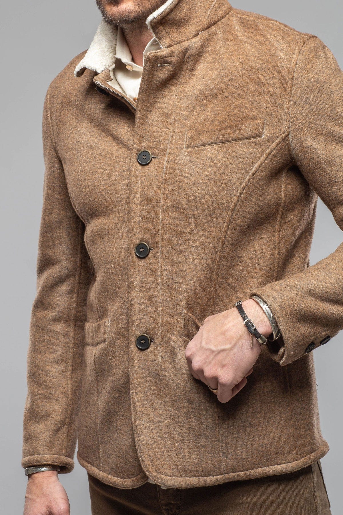 Gimo's Bale Sherpa Jacket In Tan | Warehouse - Mens - Outerwear - Cloth