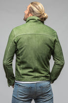 Brando Suede Moto Jacket In Green - AXEL'S