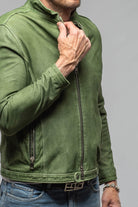 Brando Suede Moto Jacket In Green - AXEL'S