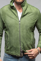 Brando Suede Moto Jacket In Green - AXEL'S