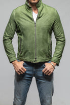Brando Suede Moto Jacket In Green - AXEL'S