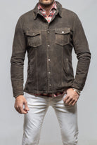 Gimo's Callum Suede Shirt with Removable Hood Mens - Outerwear - Leather