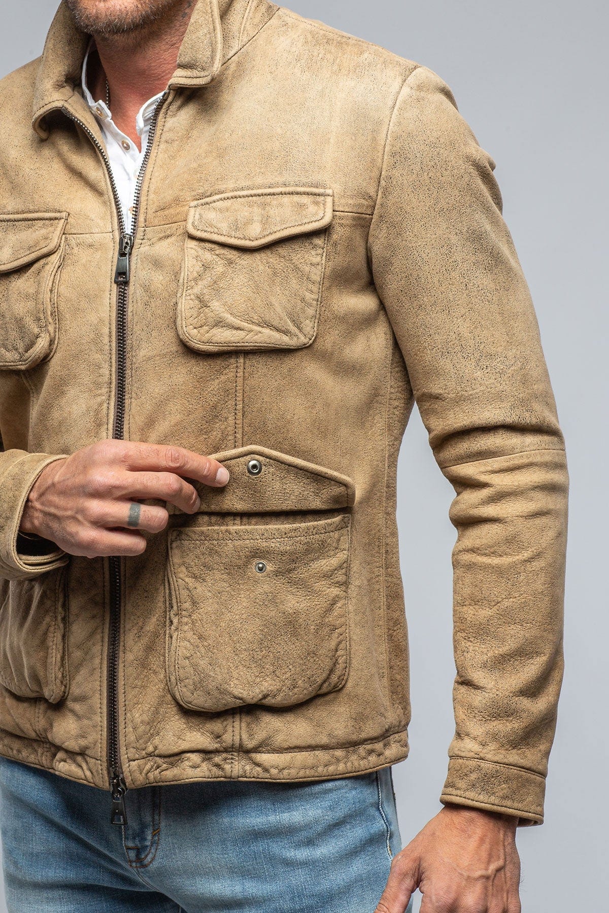 Dino Suede Jacket In Taupe - AXEL'S