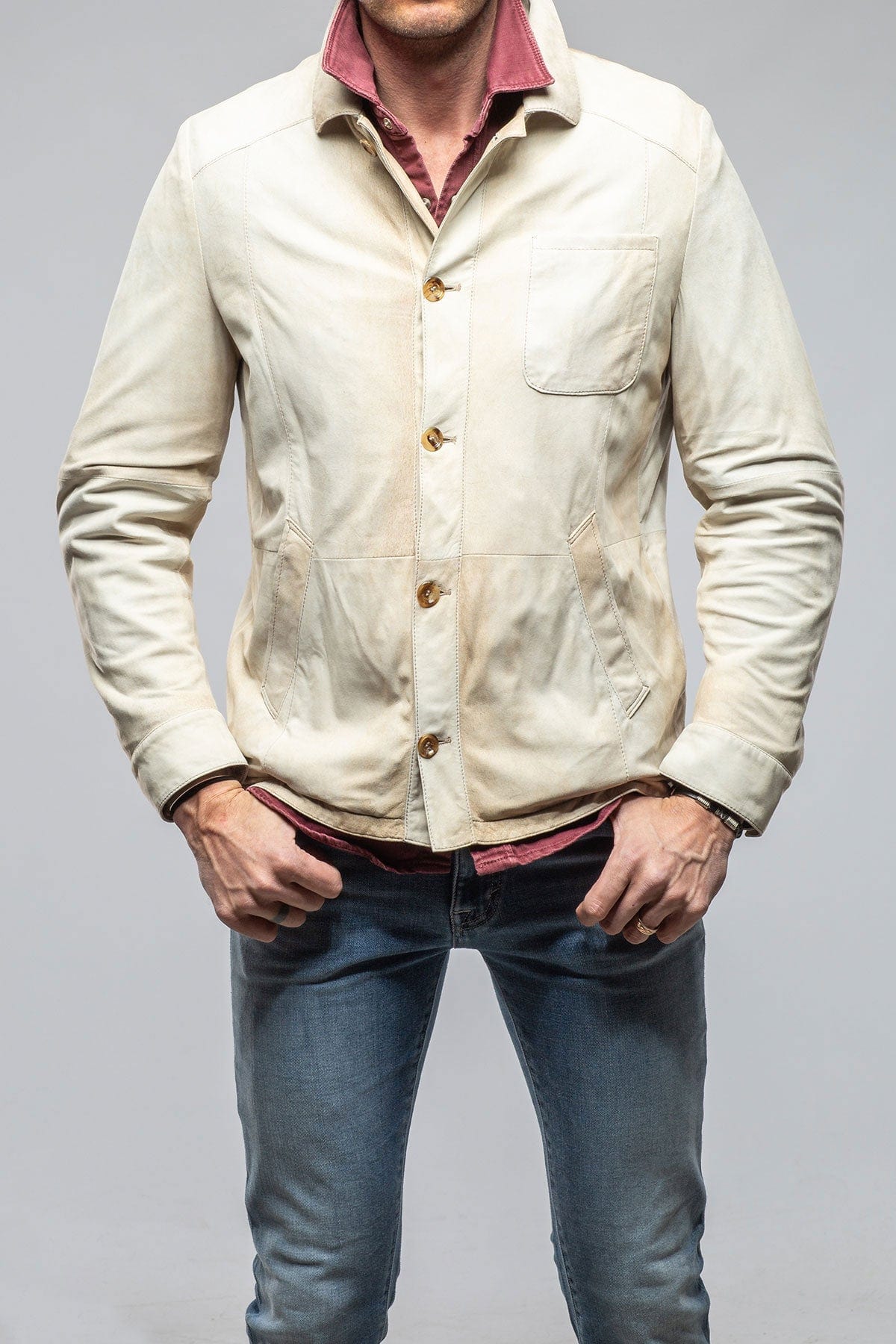 Gimo's Elk Horn Suede Shirt in Palomino Mens - Outerwear - Leather