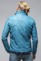 Enna Washed Leather Shirt Jacket In Denim - AXEL'S