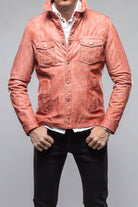 Enna Washed Leather Shirt Jacket In Red - AXEL'S