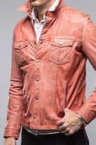 Enna Washed Leather Shirt Jacket In Red - AXEL'S