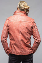 Enna Washed Leather Shirt Jacket In Red - AXEL'S