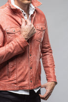 Enna Washed Leather Shirt Jacket In Red - AXEL'S