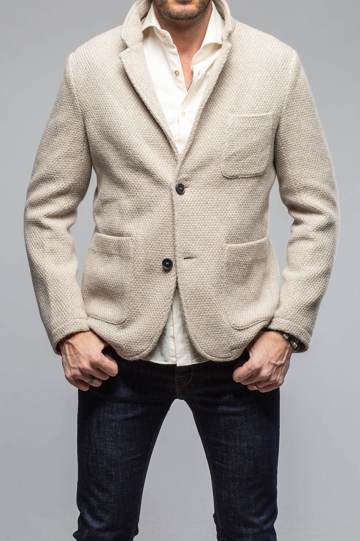 Gimo's Halifax Knit Coat in Stone | Warehouse - Mens - Outerwear - Cloth