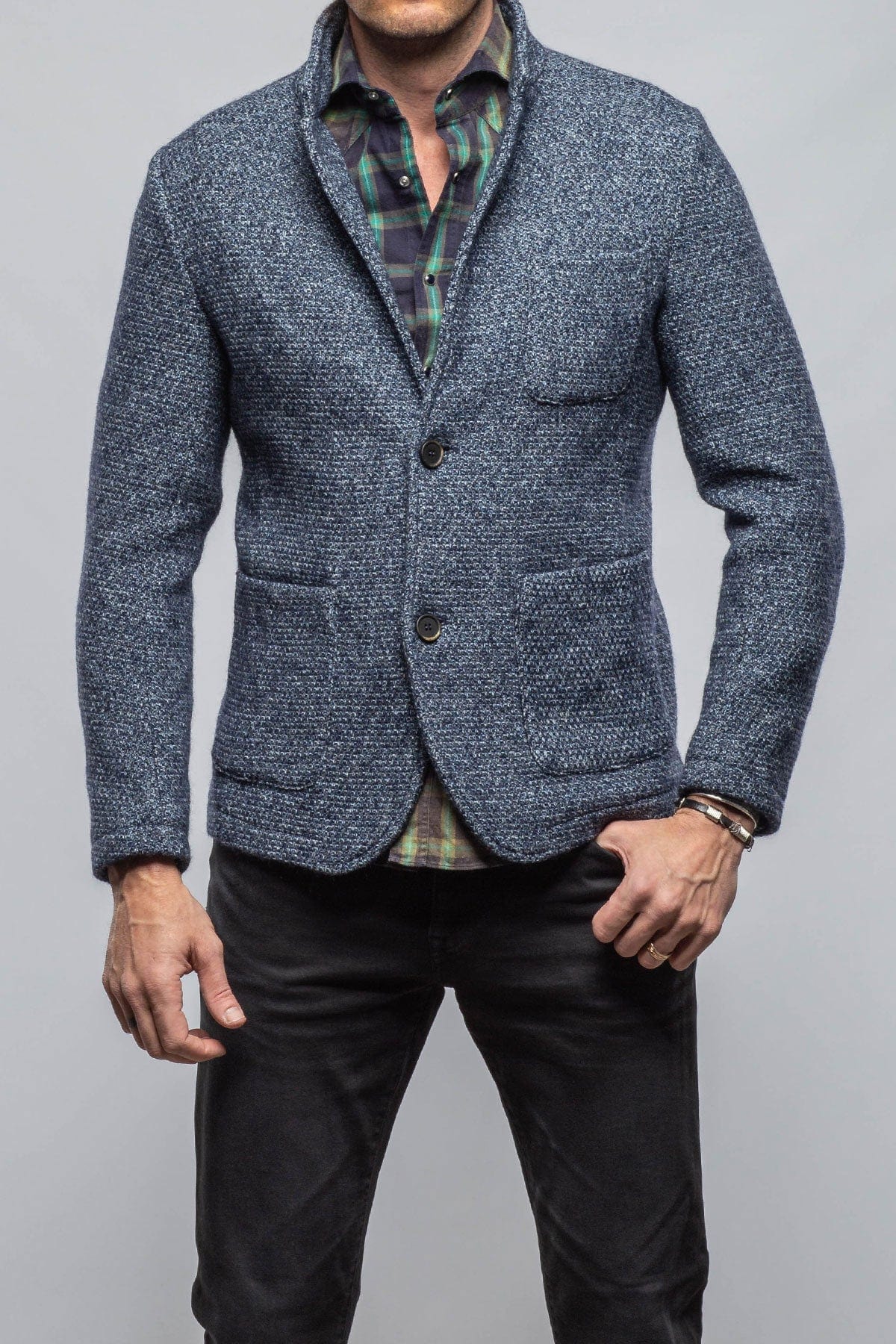 Gimo's Halifax Knit Coat In Washed Navy Warehouse - Mens - Outerwear - Cloth