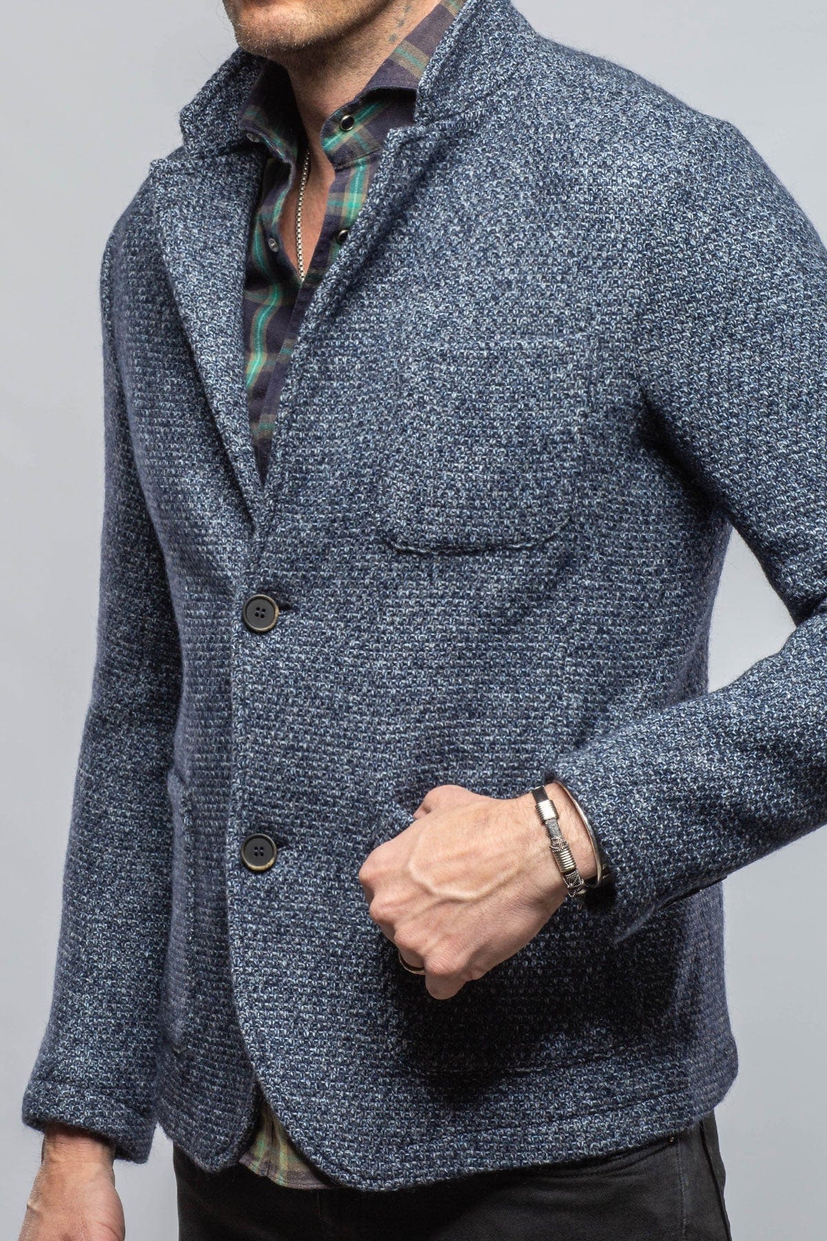 Gimo's Halifax Knit Coat In Washed Navy Warehouse - Mens - Outerwear - Cloth