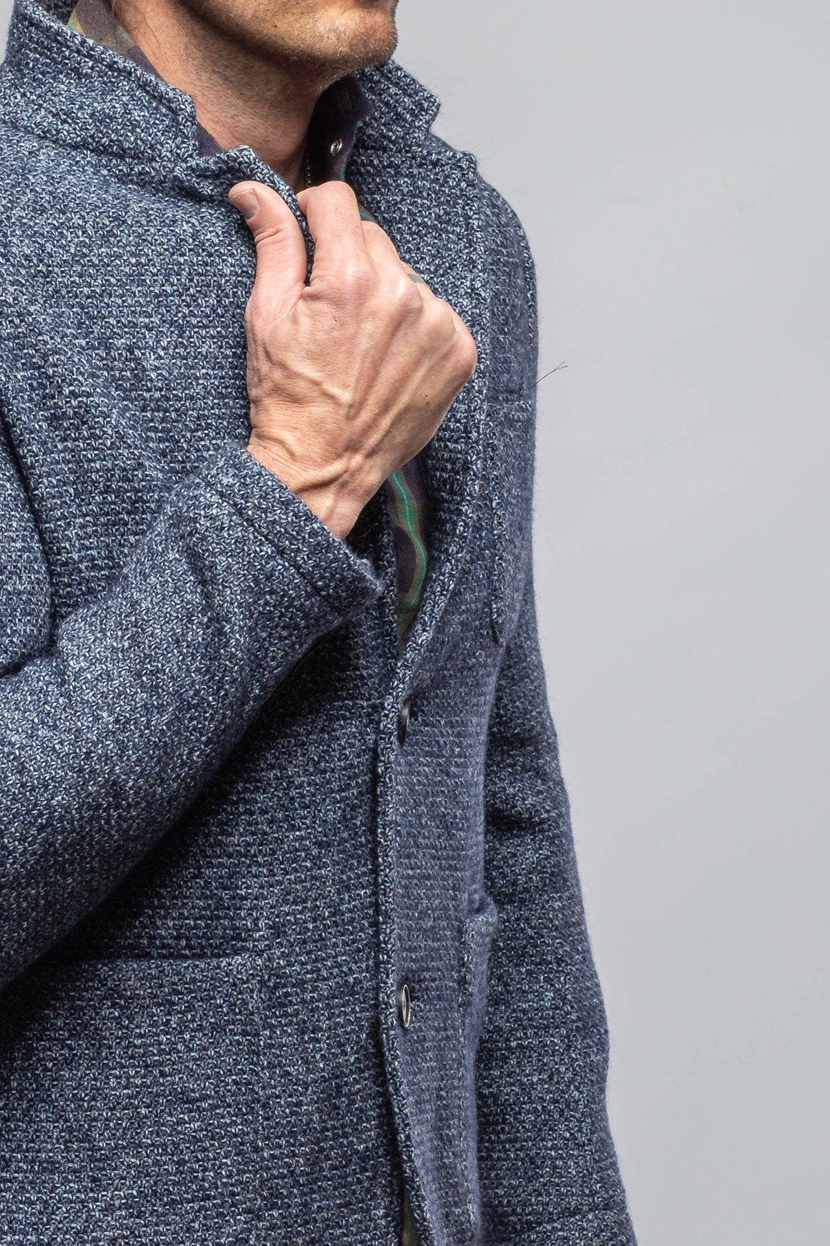 Halifax Knit Coat In Washed Navy - AXEL'S