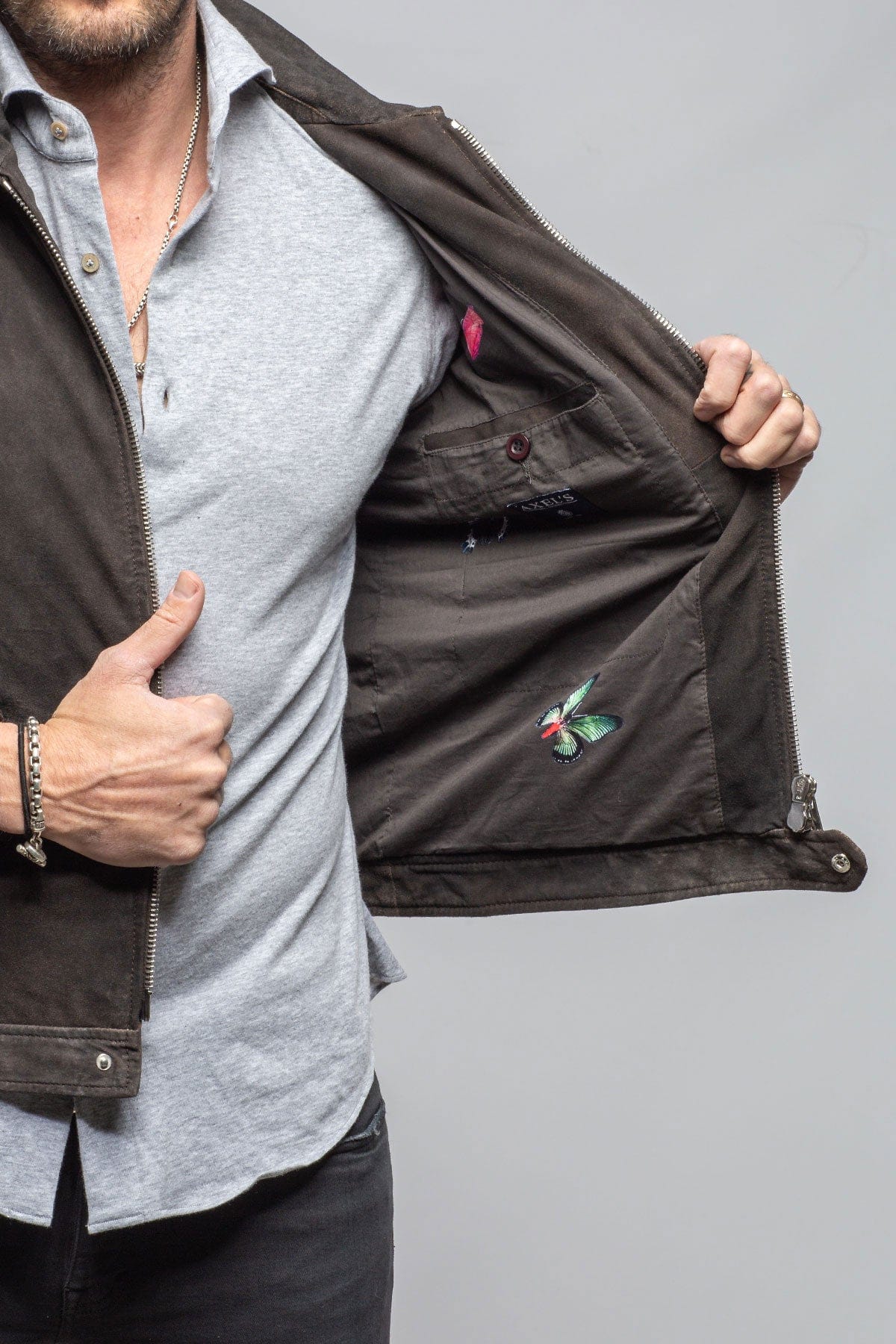 Gimo's Harley Suede Moto Jacket In Chocolate Mens - Outerwear - Leather