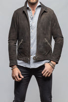 Gimo's Harley Suede Moto Jacket In Chocolate Mens - Outerwear - Leather