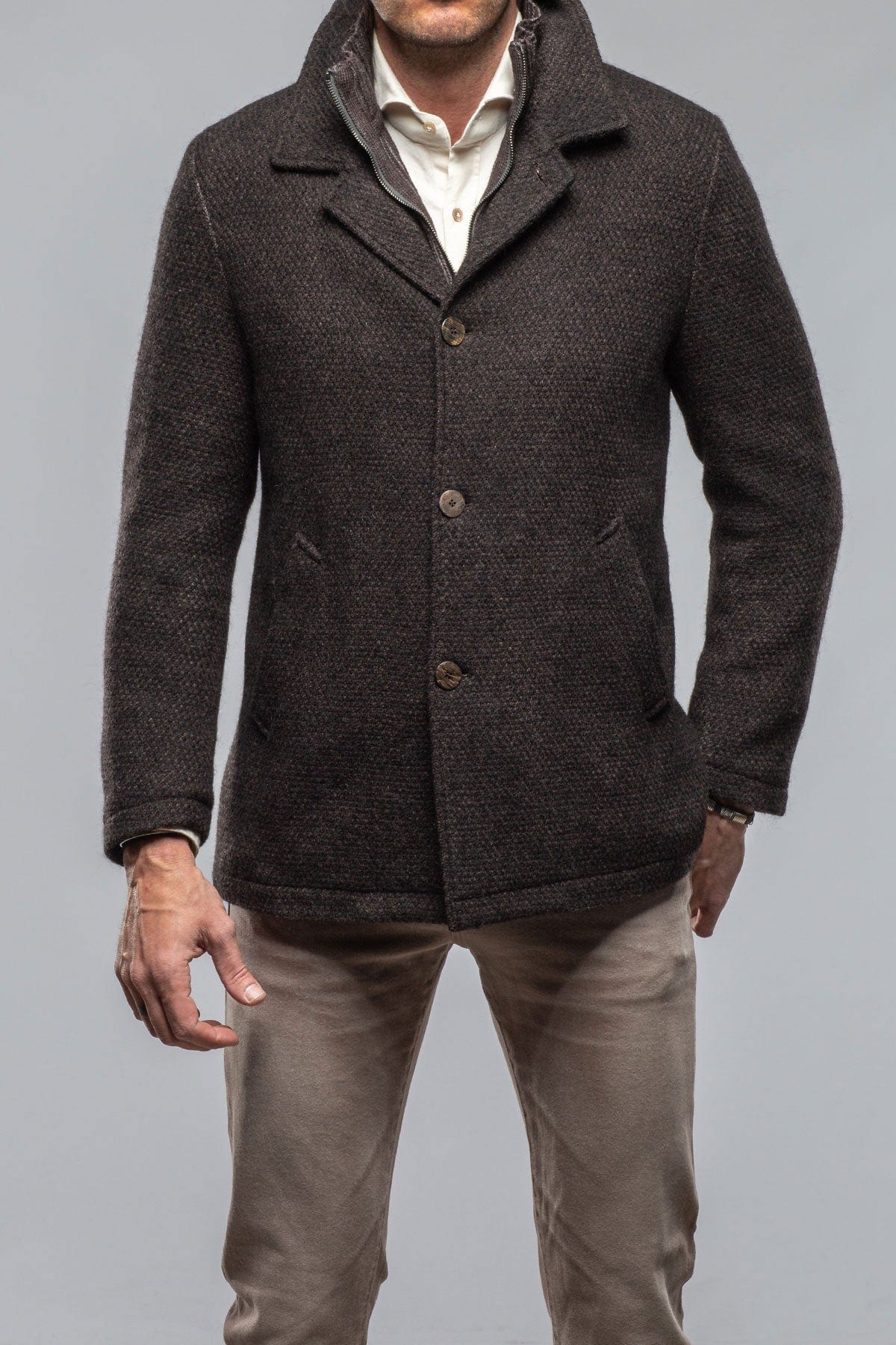 Gimo's Juneau 3/4 Knit Coat In Charcoal Brown | Axel's of Vail