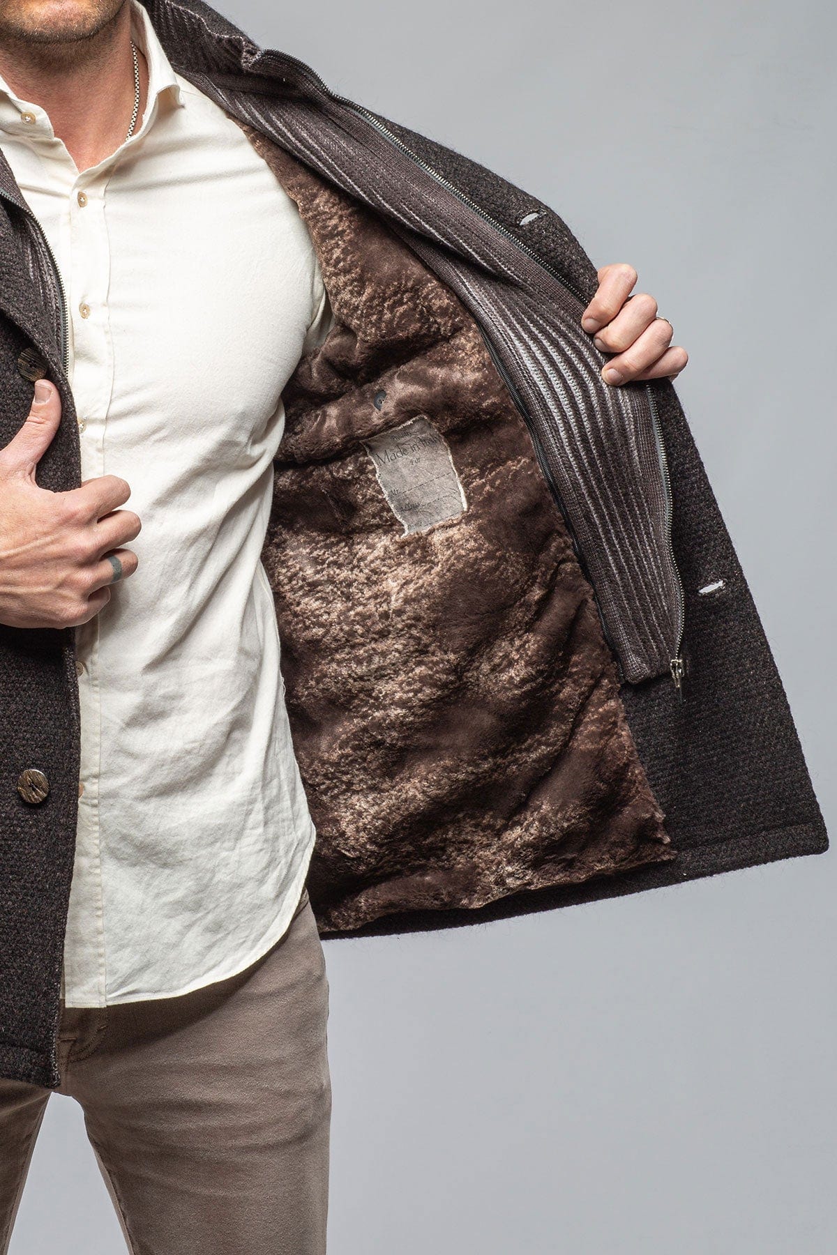 Gimo's Juneau 3/4 Knit Coat In Charcoal Brown | Axel's of Vail